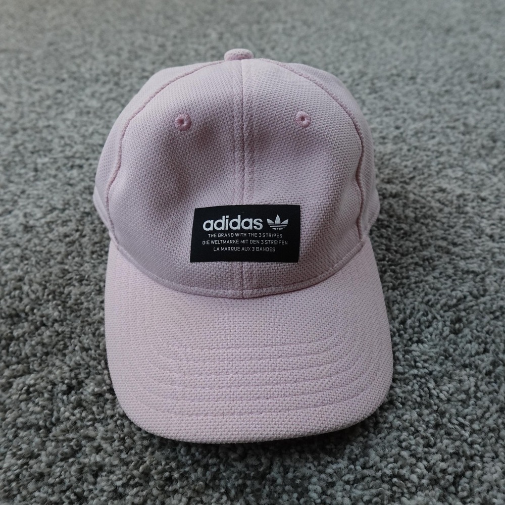 Adidas Hat Cap Mens One Size Pink Adjustable Strap Back Trefoil Patch Casual Gym
